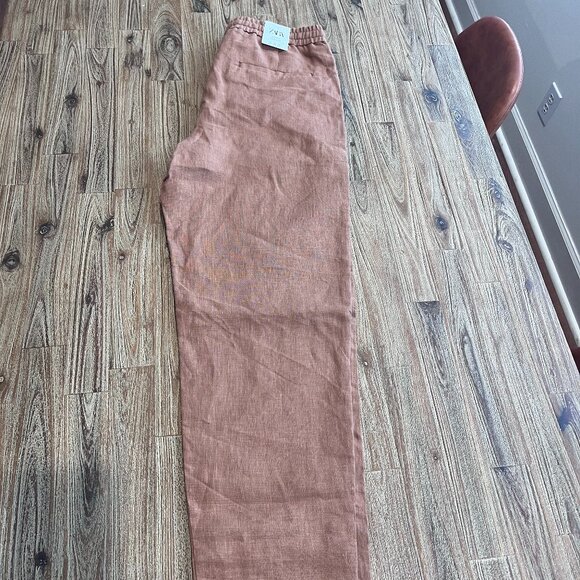 Zara - Linen Pant - Light Brown - Large - Picture 1 of 6